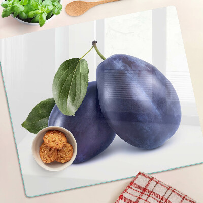 Üveg vágódeszka Szilva levelekkel