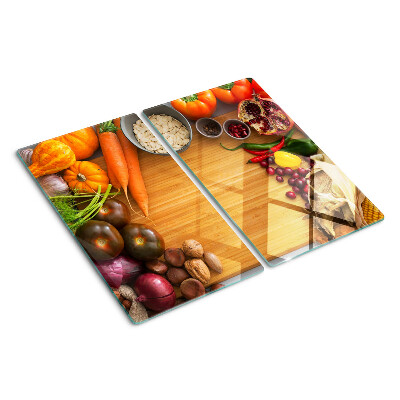 Edzett üveg vágódeszka Zöldség- és gyümölcstéma
