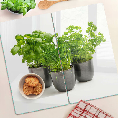 Edzett üveg vágódeszka Cserépben lévő gyógynövények