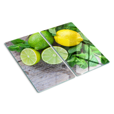 Üveg vágódeszka Citrom és lime mentával
