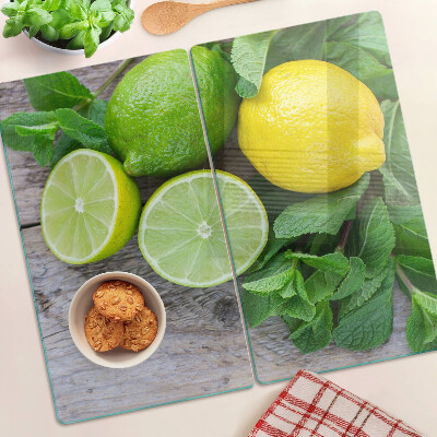 Üveg vágódeszka Citrom és lime mentával