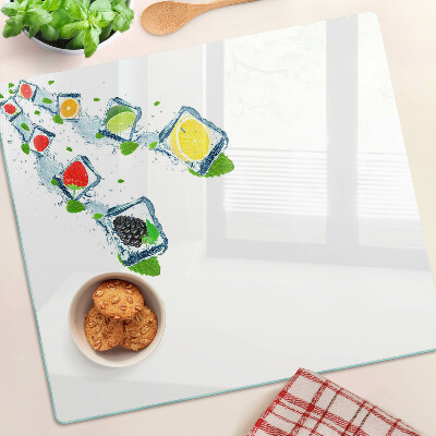 Üveg vágódeszka Gyümölcsmotívum színes szeletekkel