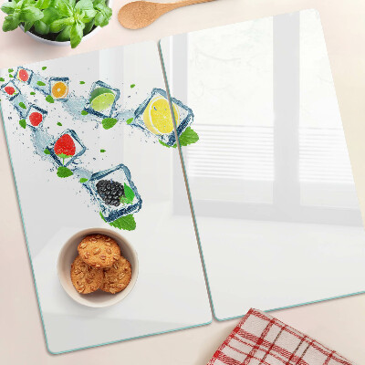 Üveg vágódeszka Gyümölcsmotívum színes szeletekkel