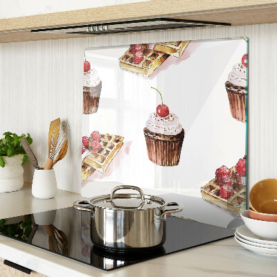Üveg vágódeszka Gofri és cupcakes cseresznyével