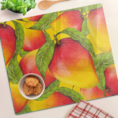 Üveg vágódeszka Paprika zöld levelek hátterében