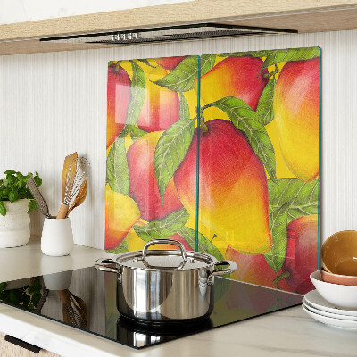 Üveg vágódeszka Paprika zöld levelek hátterében