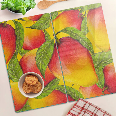 Üveg vágódeszka Paprika zöld levelek hátterében