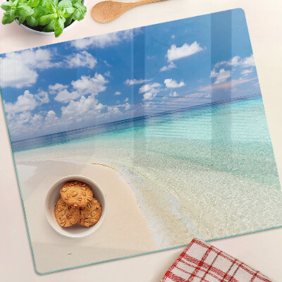 Üveg vágódeszka Kék égű strand