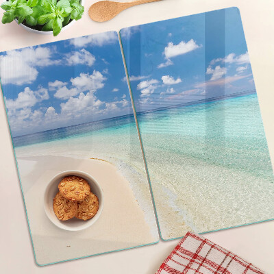 Üveg vágódeszka Kék égű strand