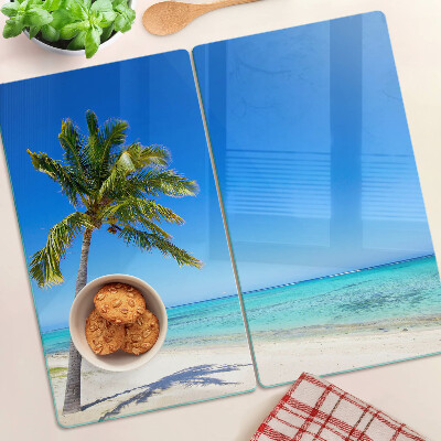 Edzett üveg vágódeszka Strand pálmafával