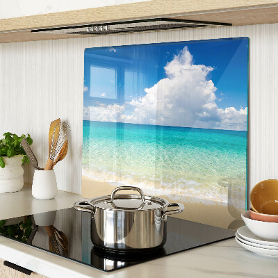 Üveg vágódeszka Strand türkizkék vízzel és felhőkkel