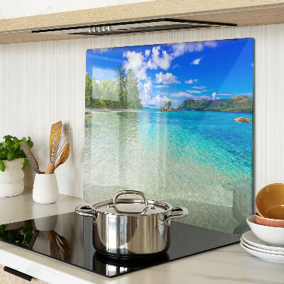 Edzett üveg vágódeszka Trópusi strand azúrkék vízzel