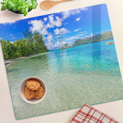 Edzett üveg vágódeszka Trópusi strand azúrkék vízzel