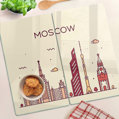 Üveg vágódeszka Moszkva látképének illusztrációja
