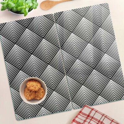 Edzett üveg vágódeszka Geometria fekete-fehérben