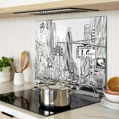 Üveg vágódeszka New York képregény stílusban