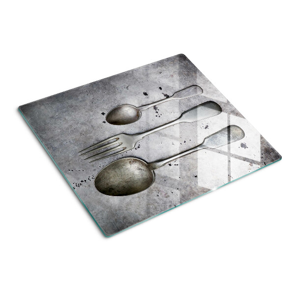 Üveg vágódeszka Evőeszközök beton alapon