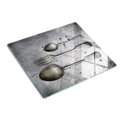 Üveg vágódeszka Evőeszközök beton alapon