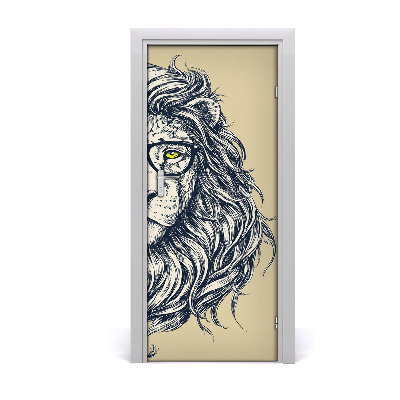 Poszter tapéta ajtóra Hipsterski oroszlán