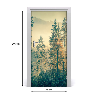 Poszter tapéta ajtóra Köd az erdőben
