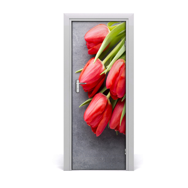 Ajtóposzter öntapadós piros tulipánok