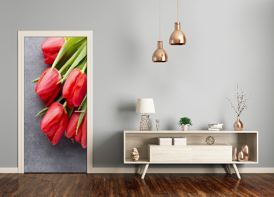 Ajtóposzter öntapadós piros tulipánok