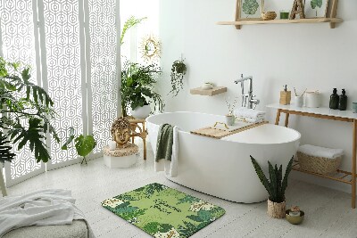 Fürdőszoba szőnyeg Zöld levelek