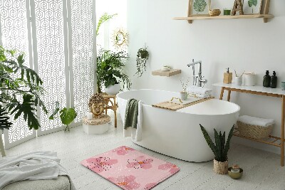 Fürdőszoba szőnyeg Rózsaszín virágok