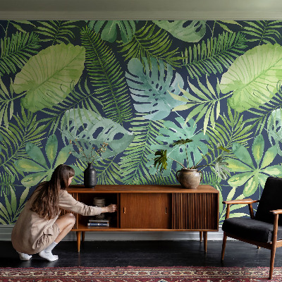 Vlies fotótapéta hálószobába Trópusi levelek