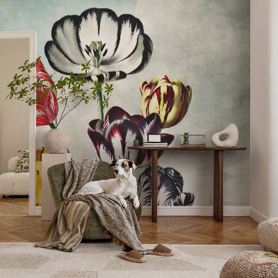 Vlies fotótapéta hálószobába Színes tulipánok