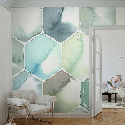 Vlies fotótapéta hálószobába Pasztell hatszögek