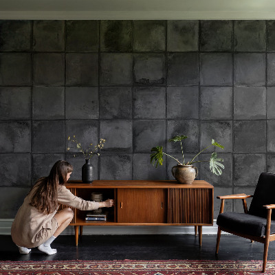 Fotótapéta nappaliba Szürke csempék