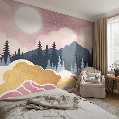 Fotótapéta hálószobába Rózsaszín naplemente