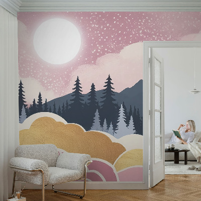 Fotótapéta hálószobába Rózsaszín naplemente