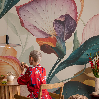 Vlies fotótapéta gyerekszobába Színes virágok