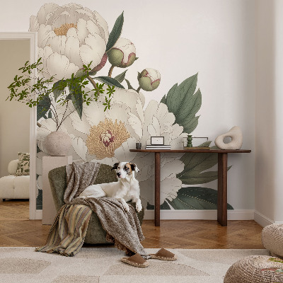 Fotótapéta méretre nappaliba Fehér pünkösdi rózsák