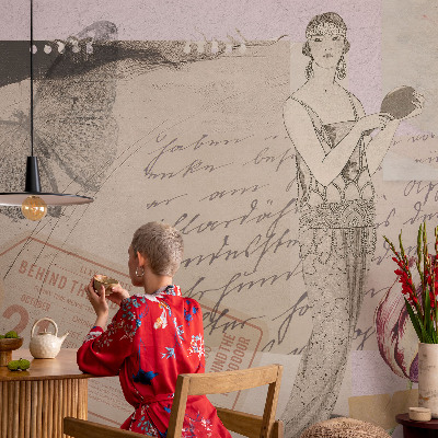 Vlies fotótapéta hálószobába Nosztalgikus kollázs