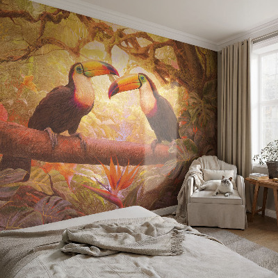 Dekoratív fotótapéta nappaliba Színes tukánok