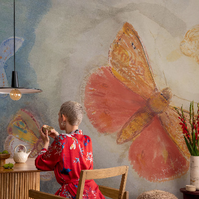 Fotótapéta méretre nappaliba Színes pillangók