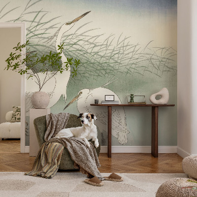 Vlies fotótapéta hálószobába Gémek a fűben