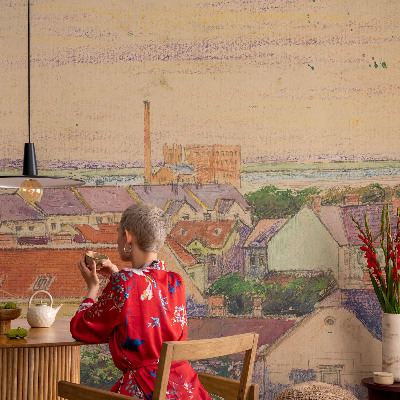 Dekoratív fotótapéta nappaliba Városi tetők