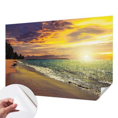 Öntapadós tapéta falra Strand naplementekor