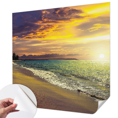 Öntapadós tapéta falra Strand naplementekor