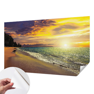 Öntapadós tapéta falra Strand naplementekor
