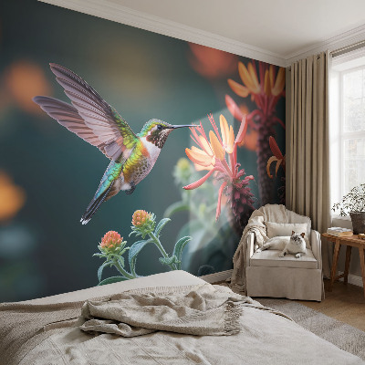Fotótapéta lányoknak Kolibri virágok