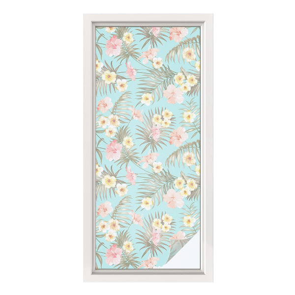 Öntapadós üvegfólia vitrázs mintával Trópusi minta