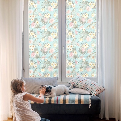 Öntapadós üvegfólia vitrázs mintával Trópusi minta