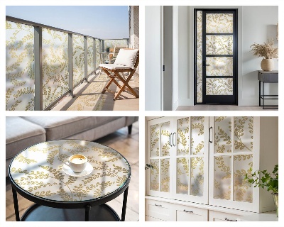 Öntapadós ablakfólia ólomüveg mintával Növényminta