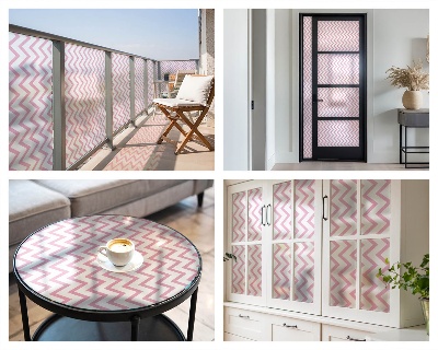 Öntapadós ablakfólia ólomüveg mintával Rózsaszín cikkcakk