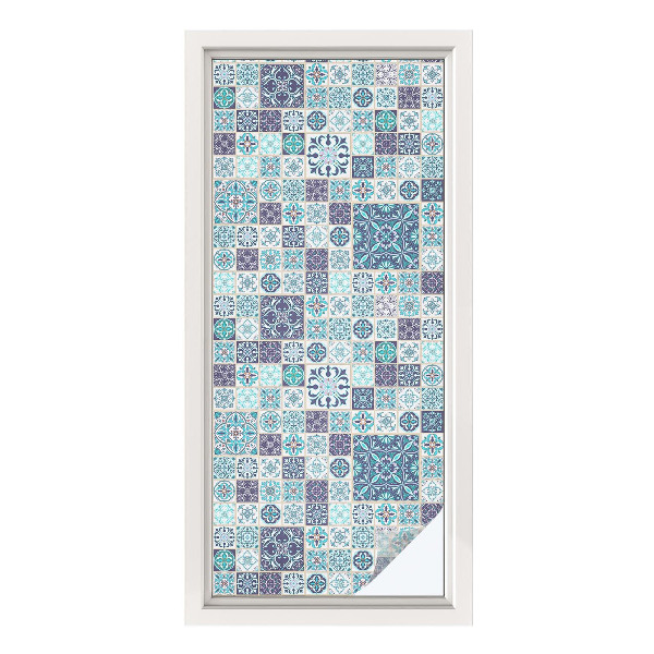 Öntapadós üvegfólia vitrázs mintával Virágos csempe